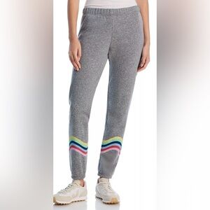 AQUA ATHLETIC Heather Gray Colorful Wave Stripe Nadia Joggers